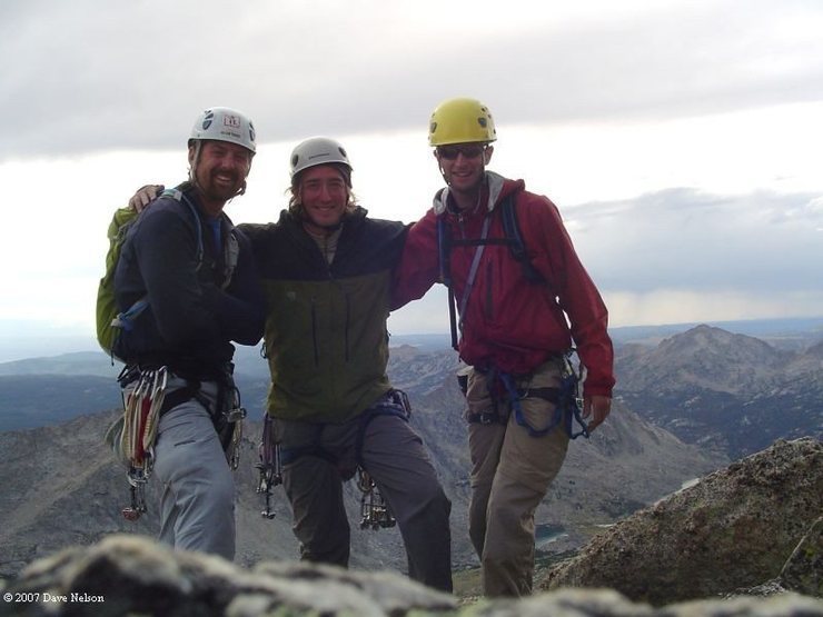 The three of us on top, myself, dave and joe.  You can see the nasty weather rolling in to catch us on the way down. 