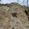 Michiel leading Pangea. This route has great moves on beautiful rock.