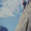 eric collins leading on the east buttress<br>
