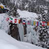 Flags representing the climbers home country