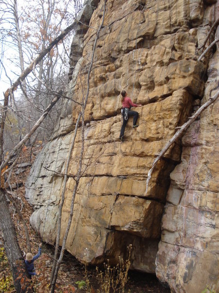 The face climbing variation with Wild Pink to the right