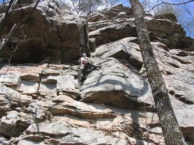 Meeting up with the right-facing corner on Posey's Pass.
