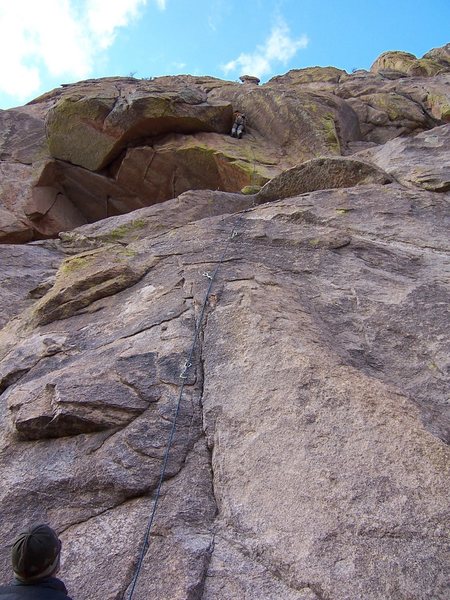 Clayton Josephy belays for Robby McGraw on a route at Paradox Rock, Nov 2007.