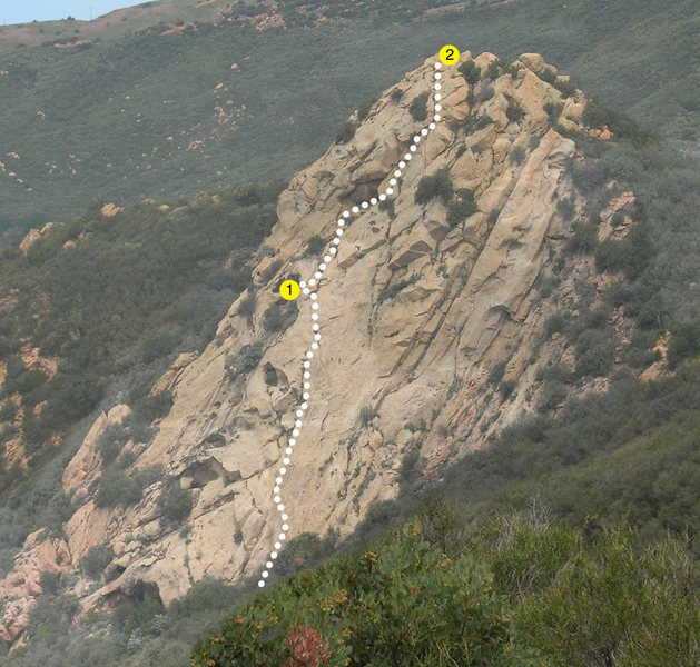 South Face route in two pitches (60m rope).