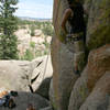 Keegan TR on Hairlip (to the left of Easy Jam 5.9+). 