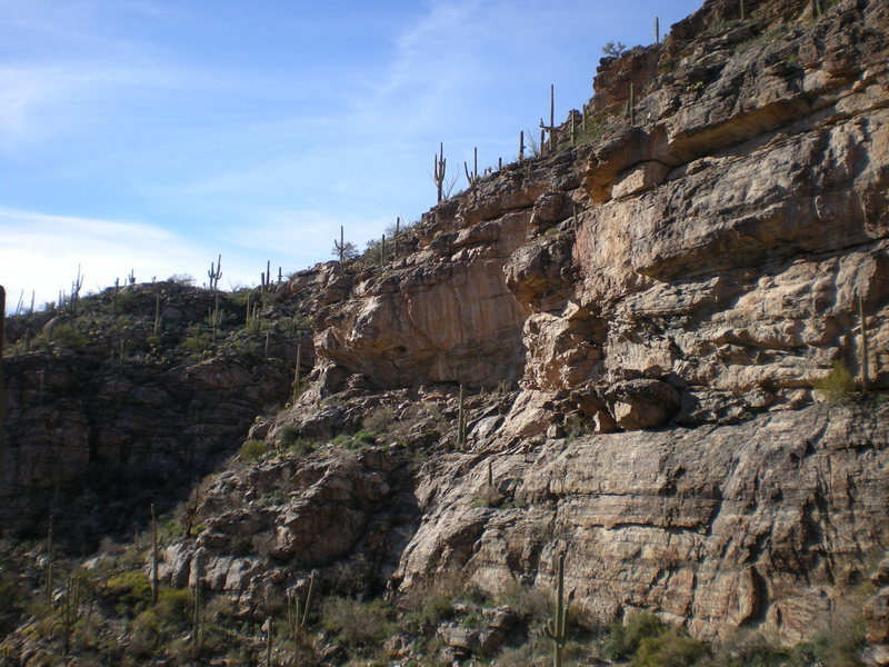 View of the beach from across the canyon