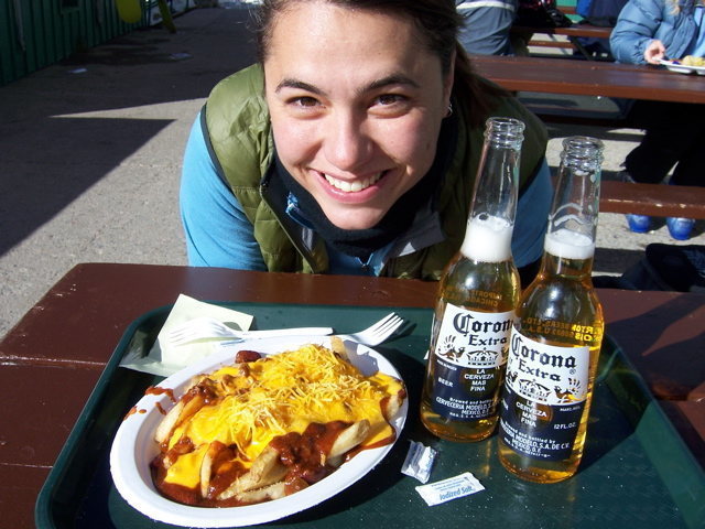 Me. A-Basin. Chili Fries. Skiing with my old roomie....     GREAT DAY!!!!!