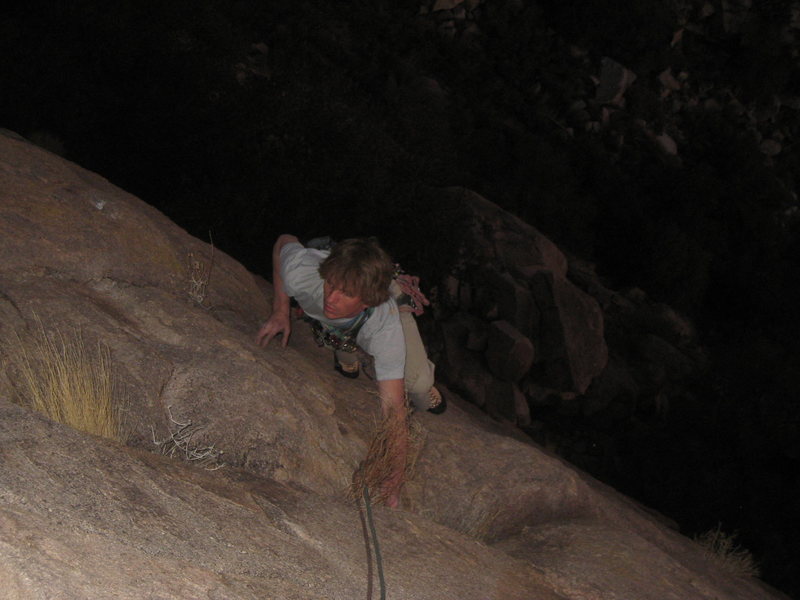 George finishing up the route after we squeezed just one more route in before sunset. 