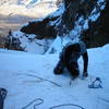 Racing the setting sun after a long day in the South Fork, Ted sets another V-thread high on the School House route.