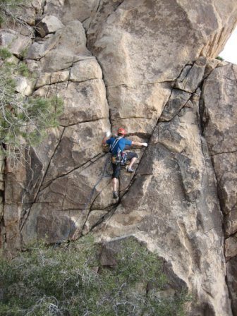 Matt leading a 5.6 in the Dissolution Corridor.