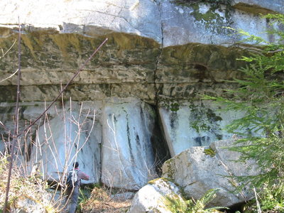 The impressive roof of Zombie Crack (5.12d).  It's horizontal for about 15 feet and the crux is, by most accounts, pulling the lip. 