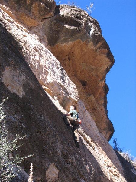 Tony getting pyshced for the big roof of "Fiddler On the Roof", 5.11a