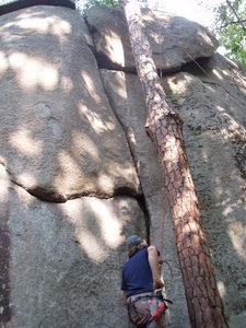 The 5.11 finger crack on the backside of EZ.  TR is easy to setup.