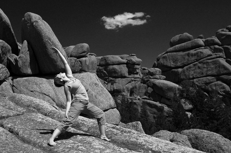 Doing yoga on top of Blair III.