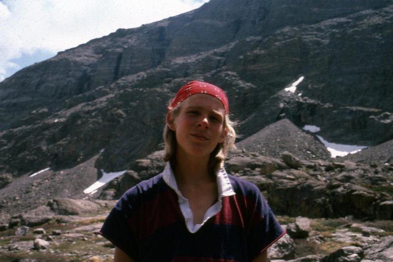 Young me at the base of the north face of Lone Eagle