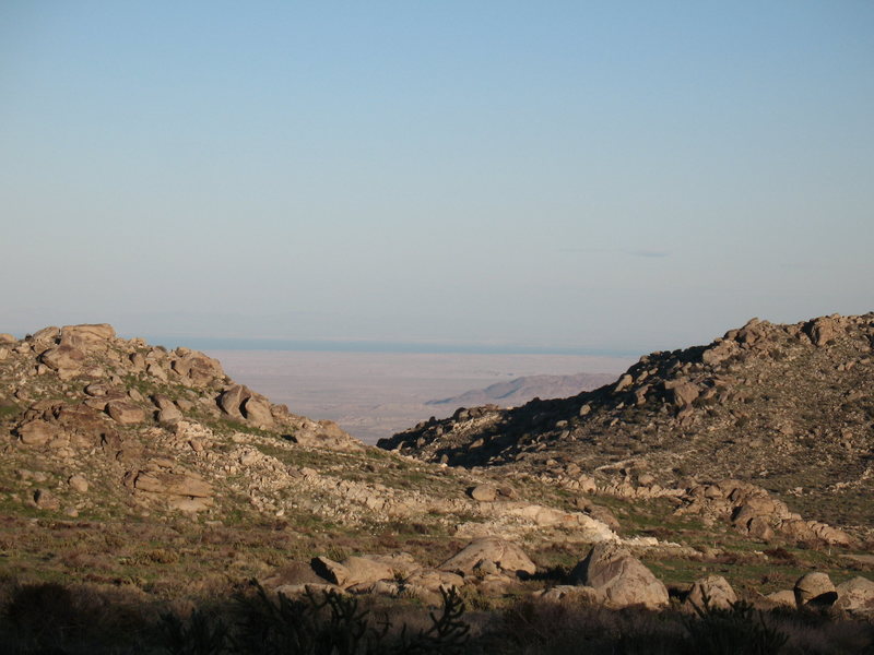 Looking southwest from Culp Valley with the Salton Sea visible in the distance.