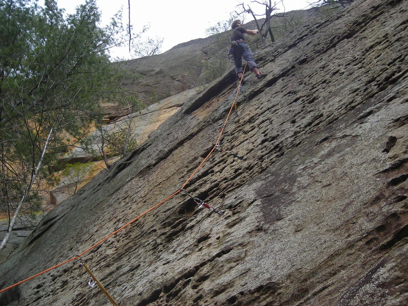 Fun pocketed slab climb