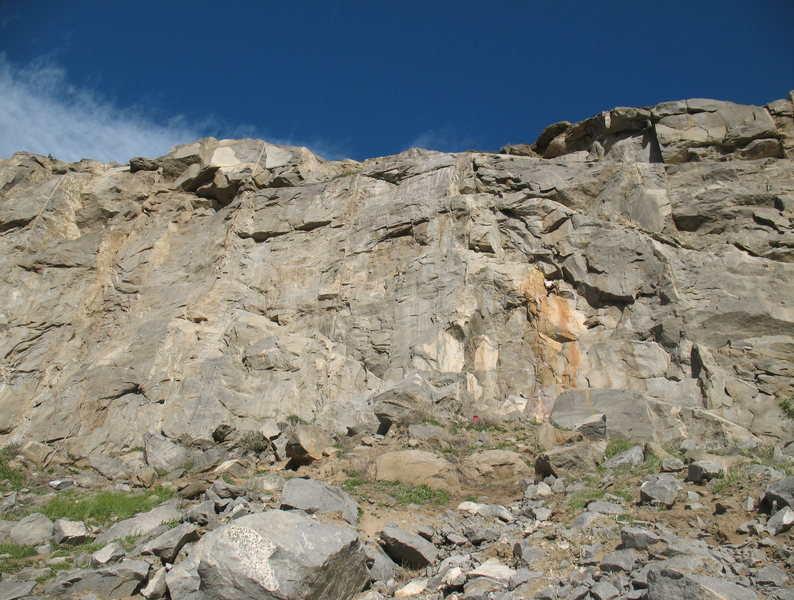 Unknown climber on Tangerine Dream (5.10d), Riverside Quarry