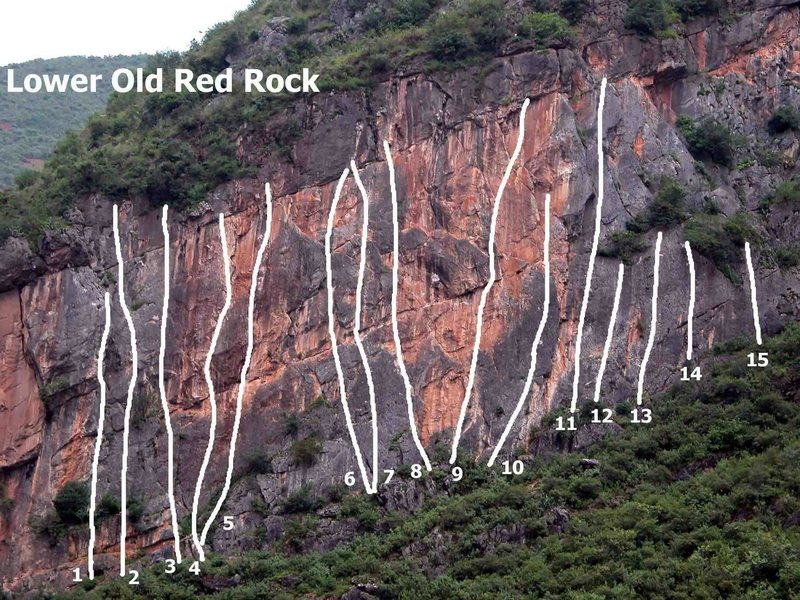 Lower Old Red Rock routes