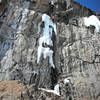 The Chimney. Higher up on the ice towards the rock finish. Photo by Henning Boldt. March '08.