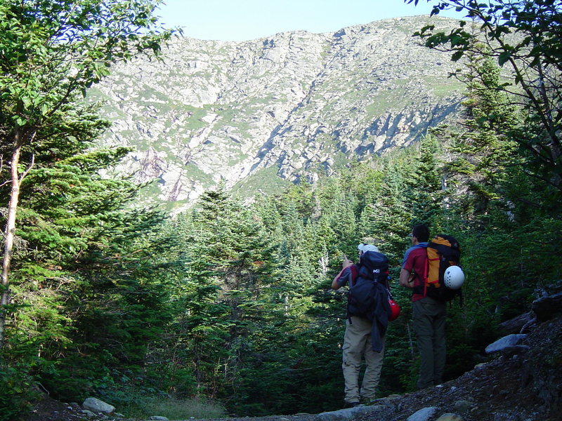 On our way to the Pinnacle (5.7) in Huntington Ravine