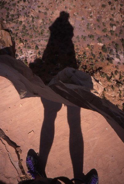 Wondering how my shadow ended up looking like Mrs. Butterworth 400 feet below the summit of Independence Monument.
