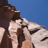 Zack Smith on 2nd pitch roof crux.