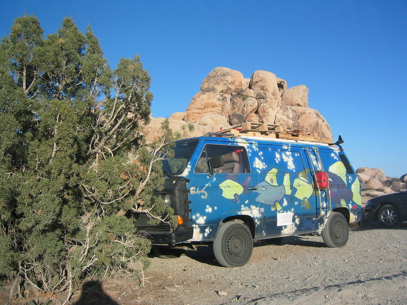 My van.  A 1984 VW Vanagon converted to a camper by Country Homes and upgraded with a Subaru Legacy engine in 2008 by me.  Painted by a friend of my son.