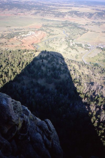 Its shadow bears witness to its presence. Devil's Tower, Wyoming.