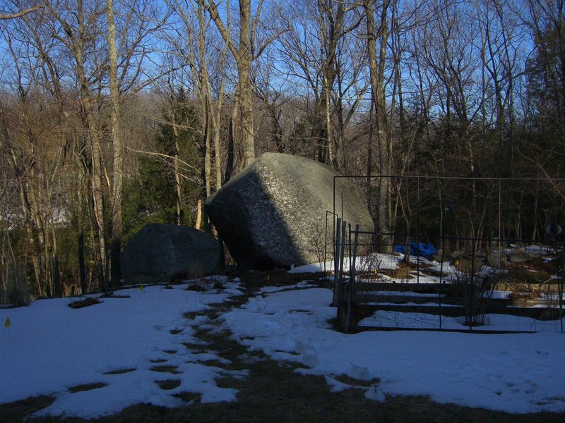 A view of the Lemon Boulder from my driveway.  What luck to have this wonderful piece of rock in my front yard!