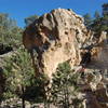 Nice view of the boulders on the right side of the dirt path.