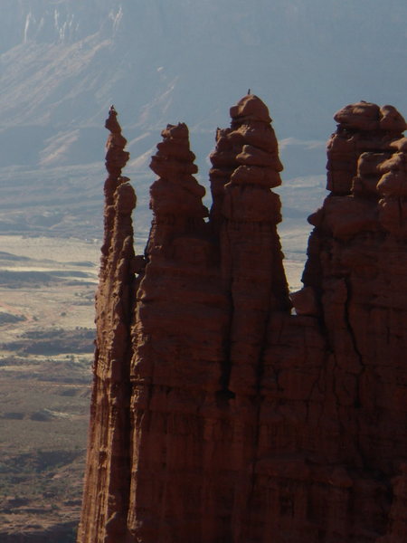 Climbers on Ancient Art taken from Echo Tower.  March 2008.