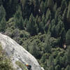 Looking down at my partner Daren on the upper section of Royal Arches...