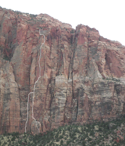 The free variation is on the left. The original route is on the right, starting behind the giant flake.
