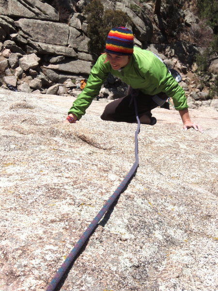 Slabbing just below the overhang.