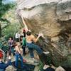 Kyle McFarland sticking the sloper on Pinch Overhang, Horsetooth Hang 2007.