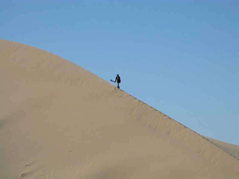 Gigi walks up Cadiz Dunes