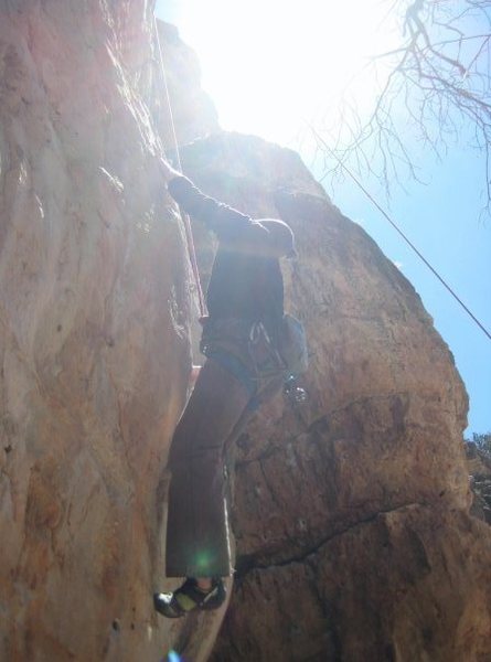 Myles enjoying the excellent lower portion of the route.