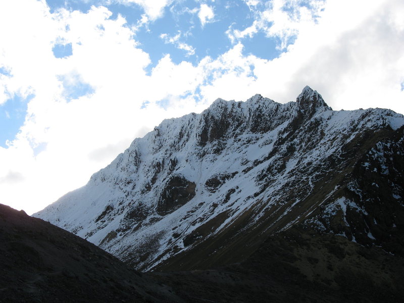 Classic evening view of Illiniza Norte as seen from the refugio.