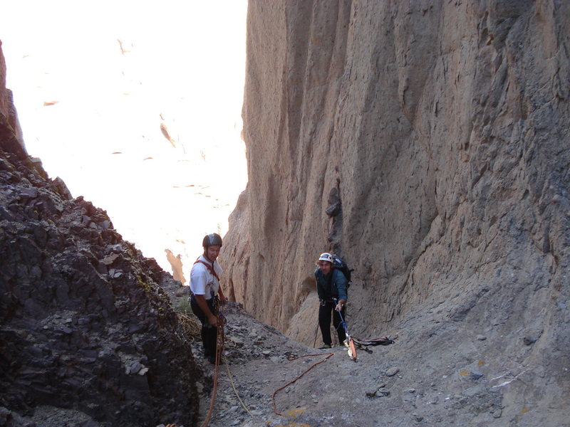 Charlie French and Cam in the Rappel Gully, trying to look cool (failed miserably)....Photo by Benny Bach.
