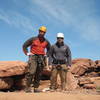 Jason Hunhausen and Michael Wheat on the summit of Castleton tower.