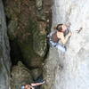 Roni Beer getting the FA on Tim the Goatheaded Wizard, (5.10d).