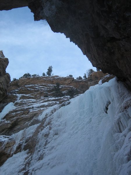 Right hand portion of the lower pitch, from a chimney area belay.