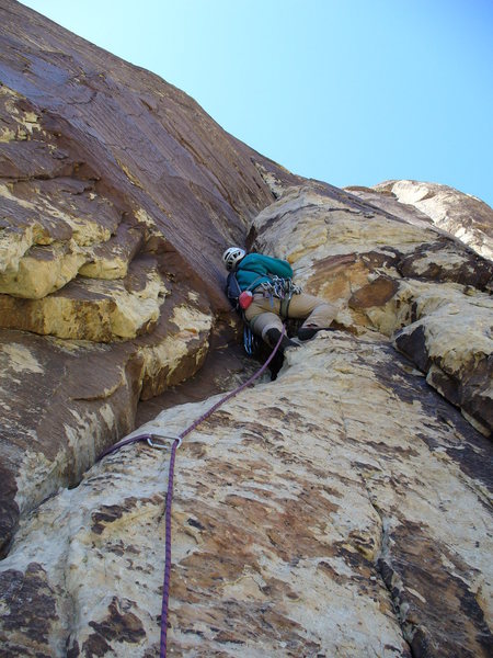 Joe Chorny starting up pitch 4 5.8 offwidth - bring enough big gear