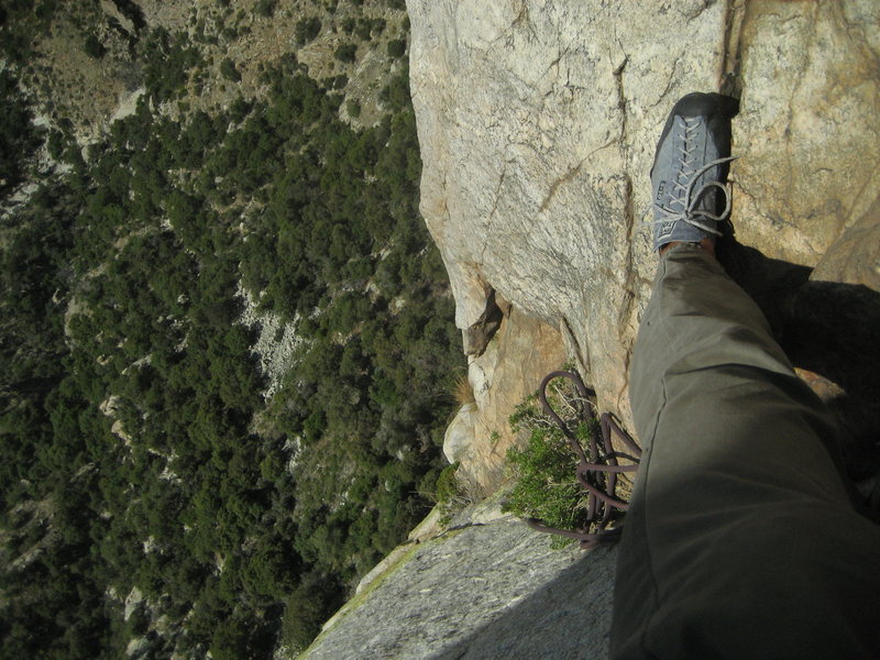 Looking down from the 7th belay