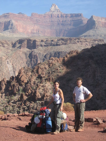 The climbers and the climb. Halfway down to the river from the South Rim.