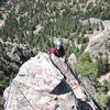Mike Wysuph on the last few feet of the arete.