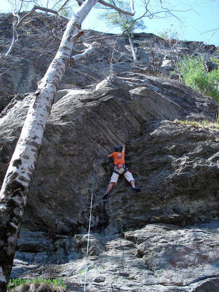 Dave climbing the opening corner...