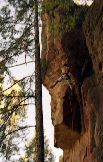 T. Blom falling at the crux.