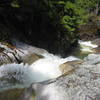 Looking down Shannon Falls from near the end of the Upper Shannon Falls Trail.  This trail makes a nice hike on a rest day.  It starts up the Chief back side trail by Oleson Creek, but takes a right at the first BC Parks signpost.  From the post it's almost another hour to the very end of the trail.